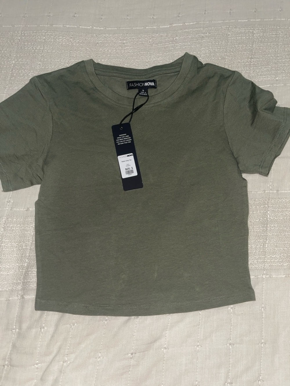 Fashion Nova Olive Cropped Crew Tee